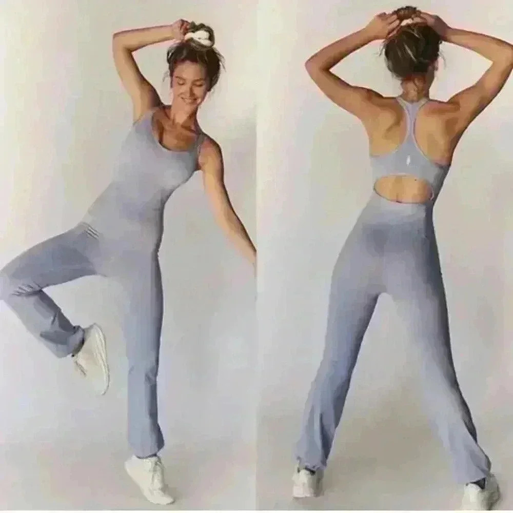 NWT Free People FP Movement Purple Let's Bounce One Piece Jumpsuit Women's Large